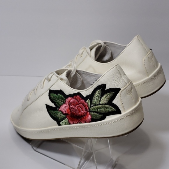 Joie Leather Embroidered Sneakers Size 9 - Picture 3 of 8